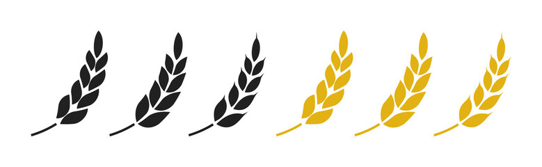 Rice or wheat silhouette set png. Wheat icon symbol on transparent background. Cereal grains for making bread