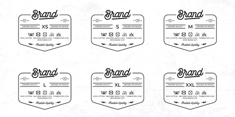 Styled Clothing Label tag Templates Featuring Various Sizes and Design Instructions