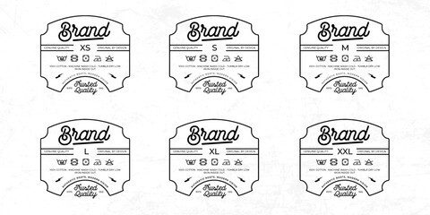 Styled Clothing Label tag Templates Featuring Various Sizes and Design Instructions