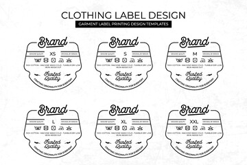 Styled Clothing Label tag Templates Featuring Various Sizes and Design Instructions