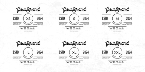 Styled Clothing Label tag Templates Featuring Various Sizes and Design Instructions
