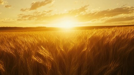 Obraz premium Sunset Over Wheat Field