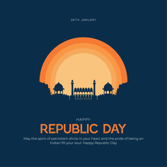 Happy Republic Day of India greeting card design with india Map. 76th Republic Day India creative poster and background vector illustration design.