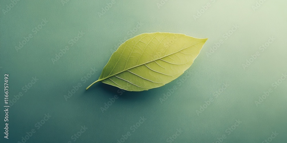 Wall mural Green Leaf on Green Surface