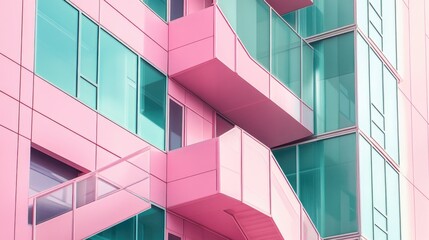 Pink and Blue Clock Tower Building