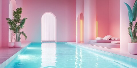 Fototapeta premium Pink and White Room Pool