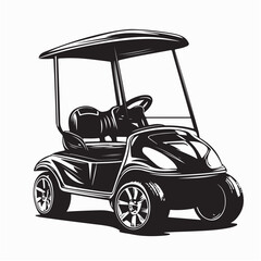 Golf Cart Vector Images. Black and white Golf Cart Vector Images on white background.