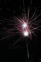 Obraz premium close of fireworks in the night sky background 
