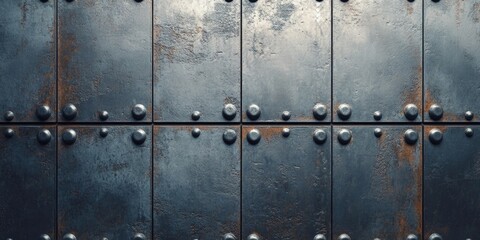 Fototapeta premium Metal door with rivets close-up