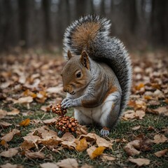 Snap a squirrel gathering nuts in late autumn.