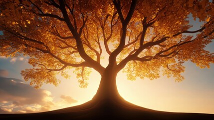 A large tree with a trunk that is almost as wide as the tree itself