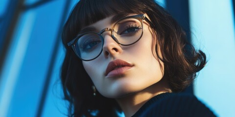 Woman with glasses looking directly