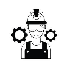 Obraz premium Industry Worker glyph icon with white background vector stock illustration