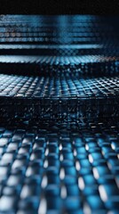 Naklejka premium Mesmerizing abstract geometric pattern backdrop with shimmering blue digital lights vivid textures and a dynamic futuristic design This captivating image creates a sense of depth and movement