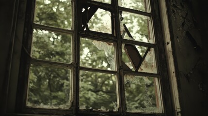 Broken Windows in an Abandoned Factory Setting