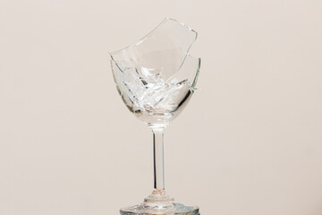 A Broken Empty Wine Glass