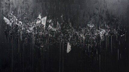 Abstract artwork with textured black surface and white streaks, evoking emotion and depth.