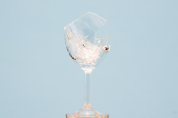 A Broken Empty Wine Glass
