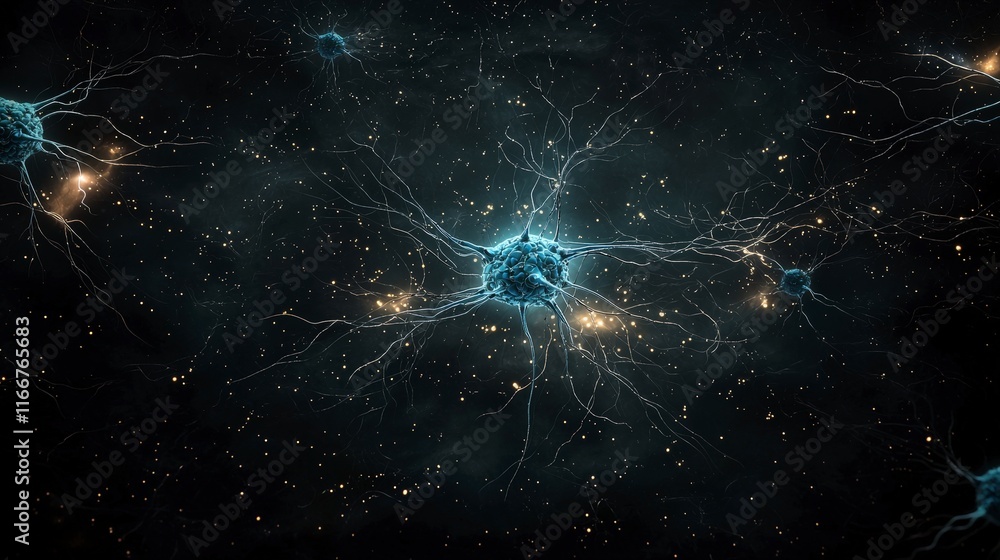 Poster abstract neural network intricate neuron connections scientific background