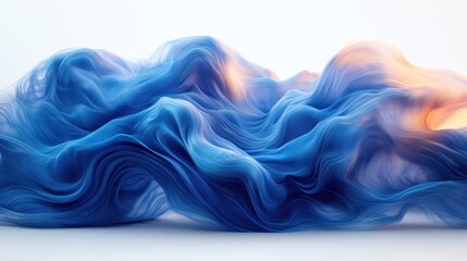 Fototapeta premium Abstract blue and orange wave-like forms.