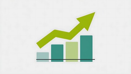 Growth Chart with Increasing Bars and Upward Arrow Representing Business Success and Financial Progress in Modern Graphic Style
