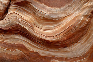 Obraz premium Wavy patterns of red and orange rock layers create stunning natural texture. rugged canyon wall showcases beauty of geological formations and erosion