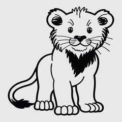 lion kids line art silhouette vector design art and illustration