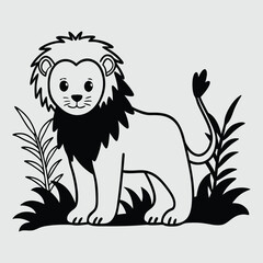 lion kids line art silhouette vector design art and illustration
