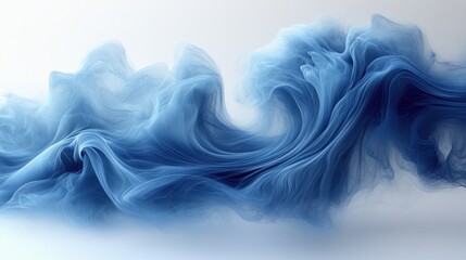 Obraz premium Abstract blue flowing fabric-like waves on white background.