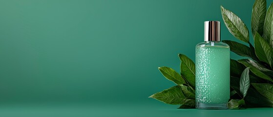 Eco Friendly Perfume Bottle  Green Leaves  Sustainable Beauty Product  Natural Fragrance