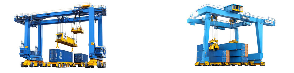 Two cranes lifting containers