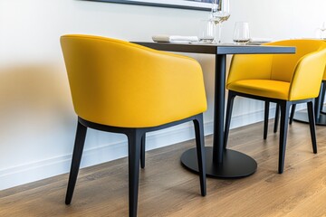 Modern Yellow Chairs at a Stylish Dining Table in a Contemporary Interior Setting