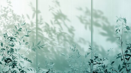 Lush Greenery with Soft Shadows on a Serene Background for Tranquil Aesthetic Appeal