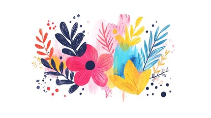 Obraz premium Vibrant floral design digital art flowers colorful background