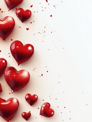 Valentine theme with heart shapes on white background illustration