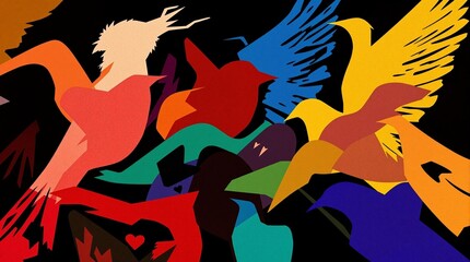 Abstract bird silhouette design background for National Bird Day promotions textiles and ads