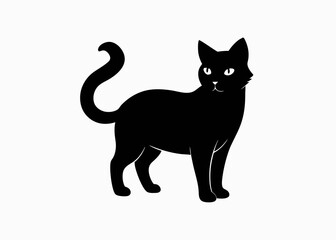 Cat silhouette vector black animal on white background