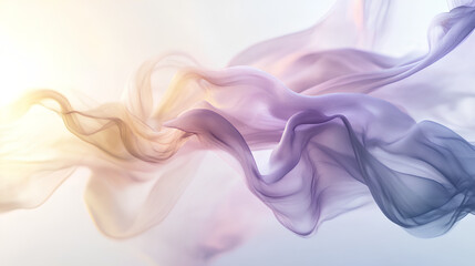 A flowing wave of colored Flowing fabric in soft pastel colors- Abstract Swirling Smoke in Pastel Hues