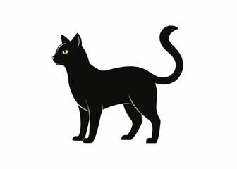 Cat silhouette vector black animal on white background