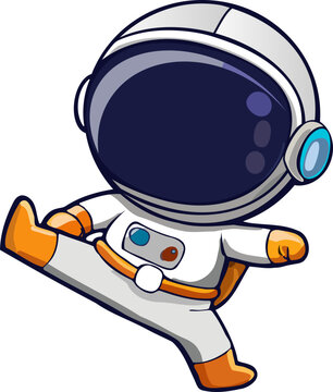 Dynamic Astronaut Illustration, Karate or Dance Pose
