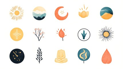 Nature elements and symbols design studio graphic art calm aesthetic
