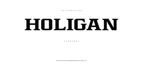 Hooligan bold, condensed display typeface sans serif alphabet