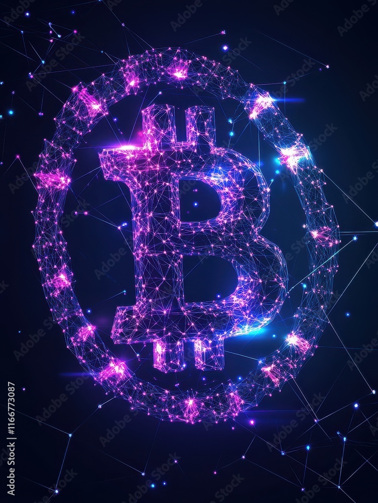 Poster blockchain technology futuristic hud ultraviolet background with world globe and blockchain polygon 