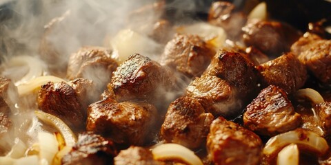 Meat and Onions Grilling