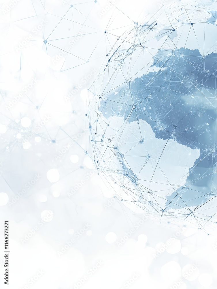 Poster technology image of globe. abstract polygonal shapes. background with connecting dots and lines. gra
