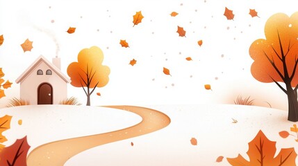 Path to homeownership infographic autumn landscape digital artwork cozy environment warm colors guiding journey
