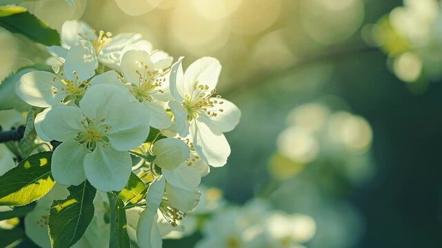 beautiful apple blossom close-up on the background