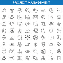 Project Management web icons in line style. Outline icon collection related to Schedule, human resourc, management, development, planning, and more.