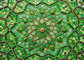 Abstract Green Penrose Tile Mosaic Background - Geometric Pattern Design