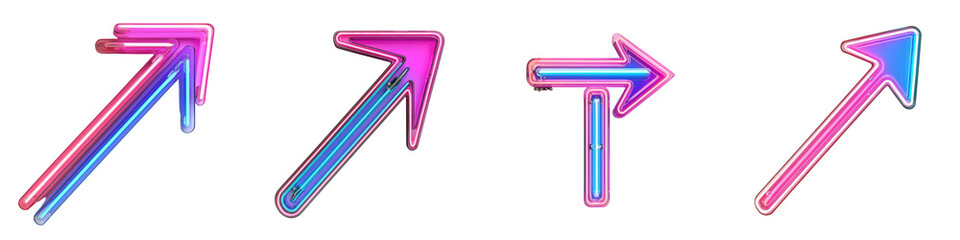 Obraz premium Vibrant Neon Gradient Dimensional Arrows Abstract Futuristic Symbol for Technology Movement and Navigation Colorful Glossy and Illuminated Graphic Design perfect for Digital Tech